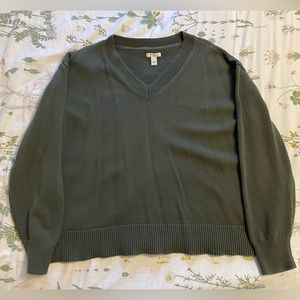 Olive Green V-neck Sweater